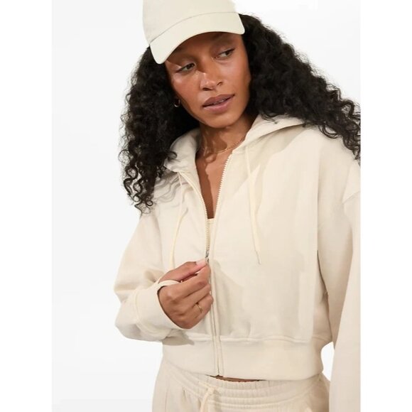 Athleta Cream Forever Fleece Ultra Crop Full Zip - Picture 5 of 9